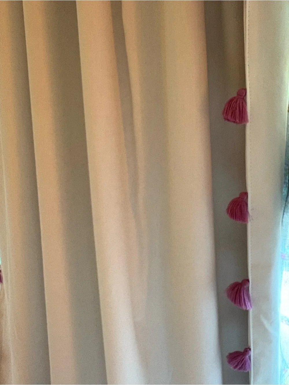 White Curtain Panels with Tassels -